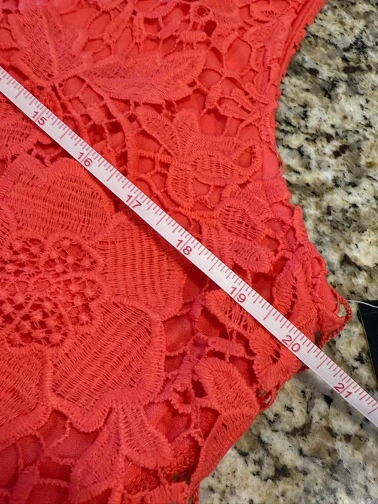 Ronnie Nicole coral pink lace sleeveless midi dress SZ 16 - Picture 11 of 14